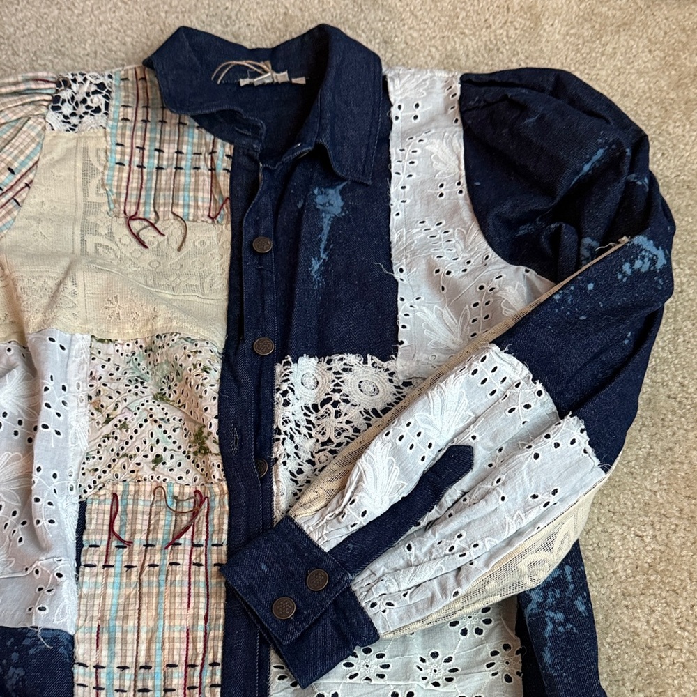 Anthropologie Denim Patchwork Jacket